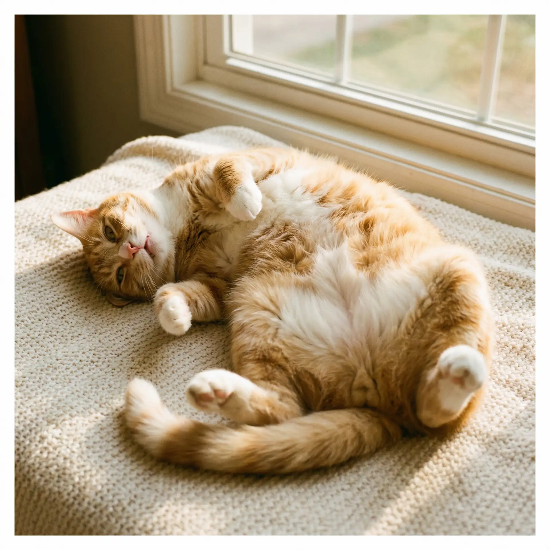 猫咪仰躺露出肚皮 - 我们的爱情不正常
